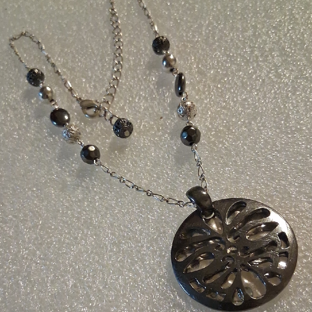KC Jagger Silver Necklace with Circular Pendant